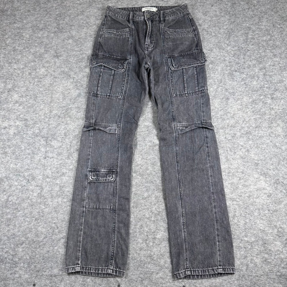 Hidden Los Angeles Cargo Jeans Black Straight Leg Utility Womens‎ 25